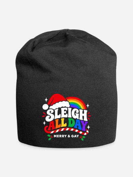 Sleigh All Day – Merry & Gay Pride Weihnachten - Jersey-Beanie - Schwarz