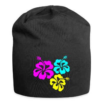 Hibiskus Hibiskusblüte - Jersey-Beanie - Schwarz - Vorne