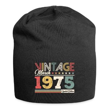 50th Birthday Gift Husband Vintage March 1975 - Jersey Beanie - black - Front