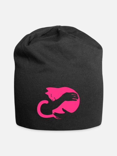 cat hug - Jersey-Beanie - Schwarz
