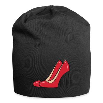 Talons hauts rouge - Paire d’escarpins rouges - Bonnet en jersey - noir - Devant