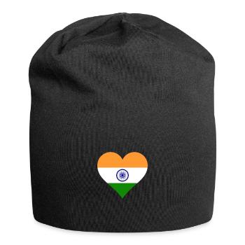 Indien indisch Fahne Flagge Herz - Jersey-Beanie - Schwarz - Vorne