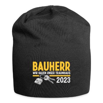 Bauherr 2023 Hausbau Eigenheim Bauleiter Baustelle - Jersey-Beanie - Schwarz - Vorne