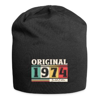50th Birthday Husband February Vintage 1974 Original - Jersey Beanie - black - Front