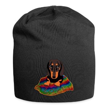 Dackel love. Dachshund - Jersey-Beanie - Schwarz - Vorne