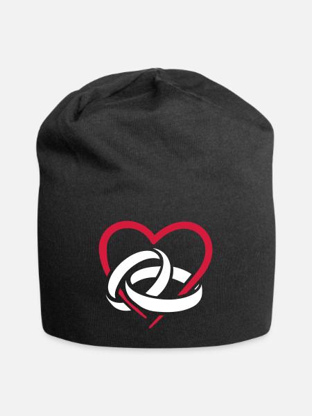 Hochzeit - Jersey-Beanie - Schwarz