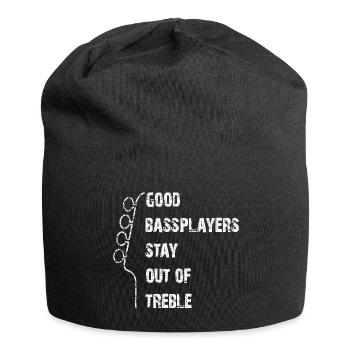 Basse et pas d’aigus - manche de guitare avec dicton - Bonnet en jersey - noir - Devant