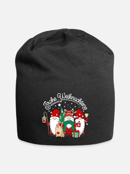 Wichtel Frohe Weihnachten Gnomies - Jersey-Beanie - Schwarz