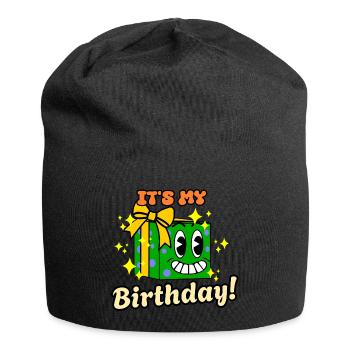 Funny Birthday Cute Cartoon Retro Vintage Gift - Jersey Beanie - black - Front