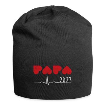 Vater mit Herz 2023 Herzschlag Papa - Jersey-Beanie - Schwarz - Vorne