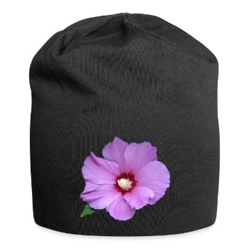 Fleur rose rose Guimauve rose - Bonnet en jersey - noir - Devant