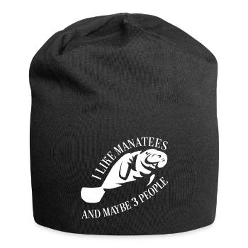 Manatee Dugong with funny saying - Jersey Beanie - black - Front
