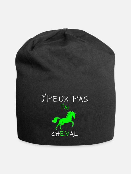 j'peux pas j'ai cheval - Bonnet en jersey - noir