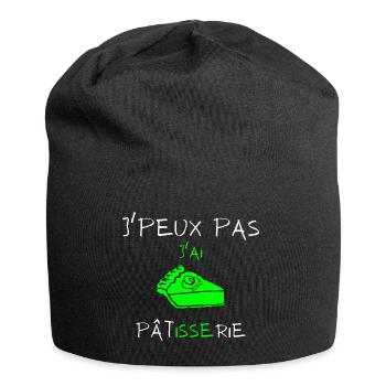 j'peux pas j'ai pâtisserie - Bonnet en jersey - noir - Devant