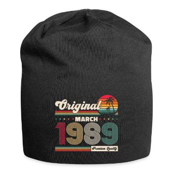 35th Birthday Husband Original March Vintage 1989 - Jersey Beanie - black - Front