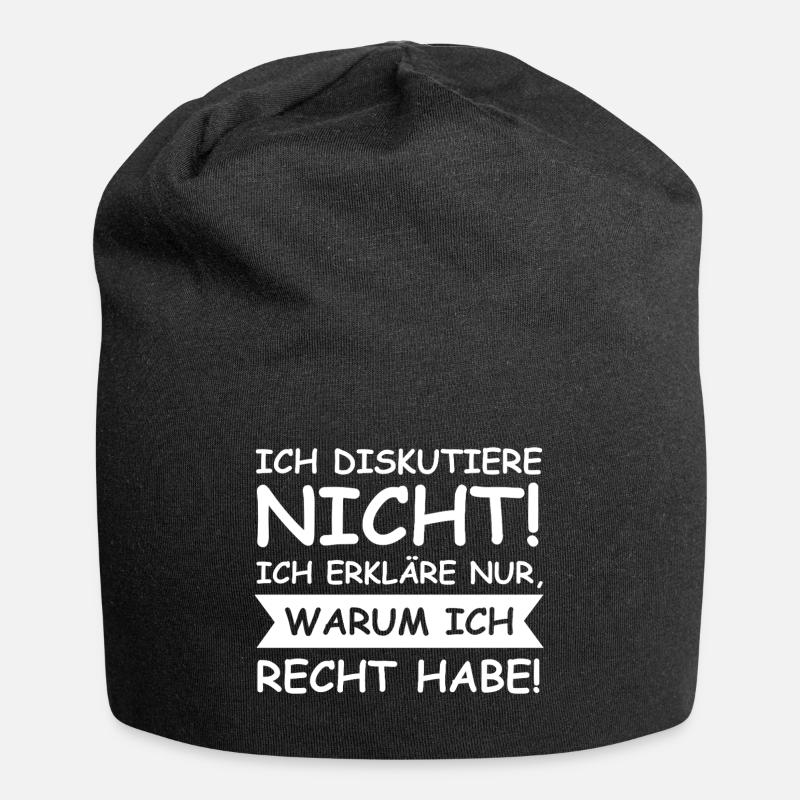 Ich diskutiere nicht | lustige Sprüche, Sarkasmus - Jersey-Beanie - Schwarz