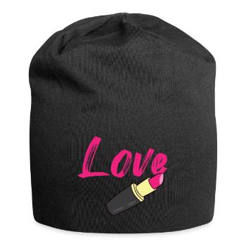 Lipstick - Love written in lipstick - Jersey Beanie - black - Front