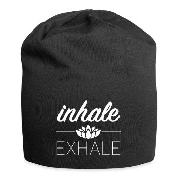 Einatmen, ausatmen | lustige Sprüche, Yoga - Jersey-Beanie - Schwarz - Vorne