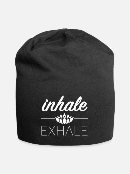Einatmen, ausatmen | lustige Sprüche, Yoga - Jersey-Beanie - Schwarz