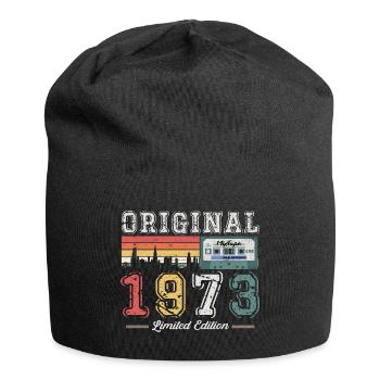 50th Birthday Man Vintage 1973 Vintage Cassette - Jersey Beanie - black - Front