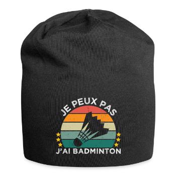 Je peux pas j' ai badminton cadeau badiste vintage - Bonnet en jersey - noir - Devant