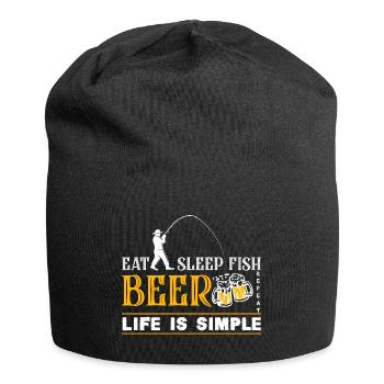 Life is Simple Eat Sleep Fish Beer Repeat Humor - Bonnet en jersey - noir - Devant