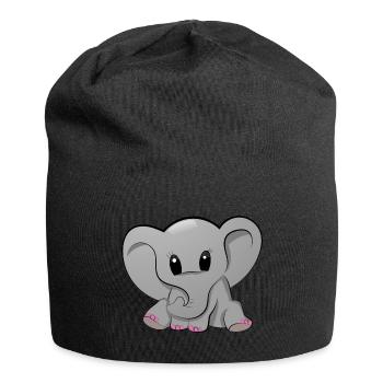 Elefant Elefantenbaby Babyfant - Jersey-Beanie - Schwarz - Vorne