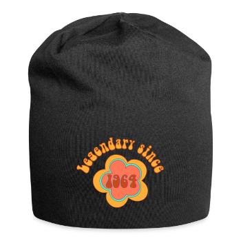 Légendaire depuis 1964. Rétro avec des fleurs hippies - Bonnet en jersey - noir - Devant