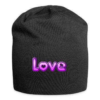 Text Love - Jersey-Beanie - Schwarz - Vorne