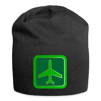 airplane airplane plane hot air balloon air ba - Jersey Beanie - black - Front