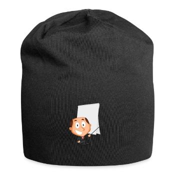 Lecturer uses flipchart, gift idea - Jersey Beanie - black - Front