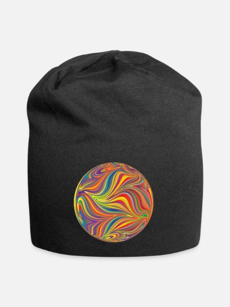 Colorful color wheel with running colors - Jersey Beanie - black