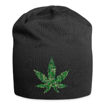 Hanfblatt Schriftzug Geschenk Geschenkidee - Jersey-Beanie - Schwarz - Vorne