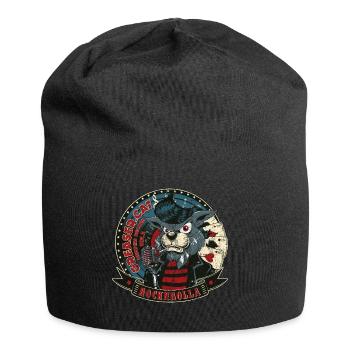 SINGING CATER Funny rockabilly cat gift - Jersey Beanie - black - Front