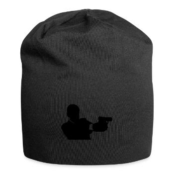 Mann mit Pistole Waffe Silhouette - Jersey-Beanie - Schwarz - Vorne