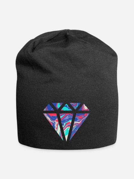 Schlichtes buntes Diamanten Design/Symbol - Jersey-Beanie - Schwarz