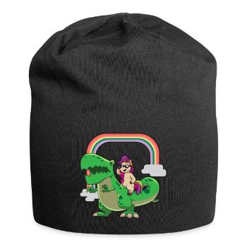 Unicorn loves T Rex - Jersey Beanie - black - Front
