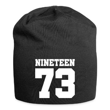Geburtstag Jahreszahl Nineteen Geschenk 1973 73 - Jersey-Beanie - Schwarz - Vorne