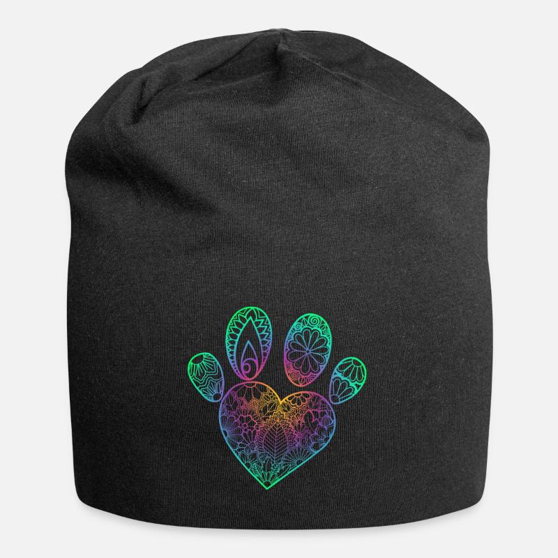 Pfote Regenbogen - Jersey-Beanie - Schwarz