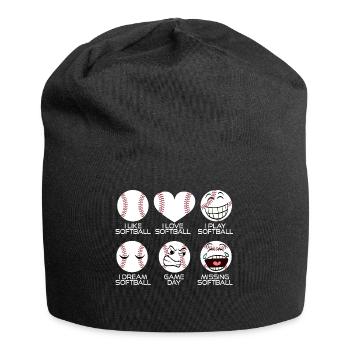 I Like Softball I Love Softball I Play Softball I - Jersey Beanie - black - Front