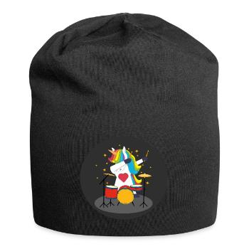 Dabbing unicorn with drums - Jersey Beanie - black - Front