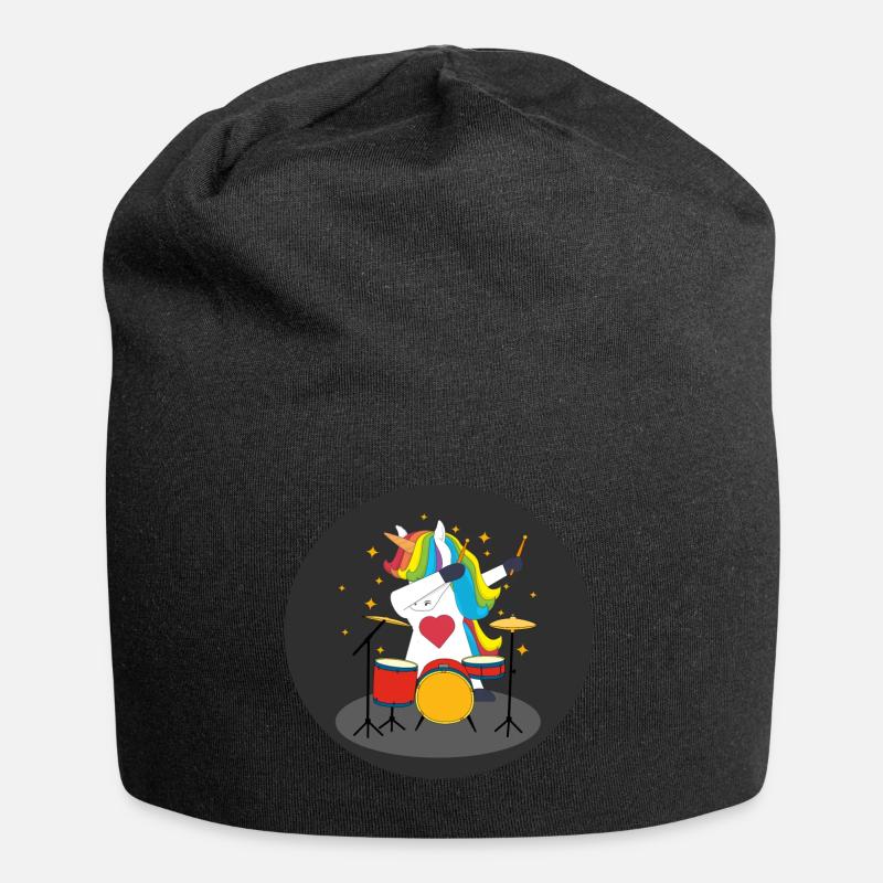 Dabbing Einhorn mit Schlagzeug - Jersey-Beanie - Schwarz