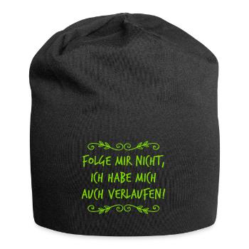 folge mir nicht - Jersey-Beanie - Schwarz - Vorne