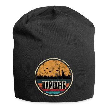 Hamburg Skyline City - Retro Vintage - Jersey-Beanie - Schwarz - Vorne