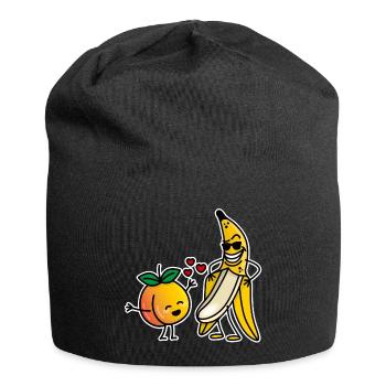 Peach banana funny couple sex valentines day - Jersey Beanie - black - Front