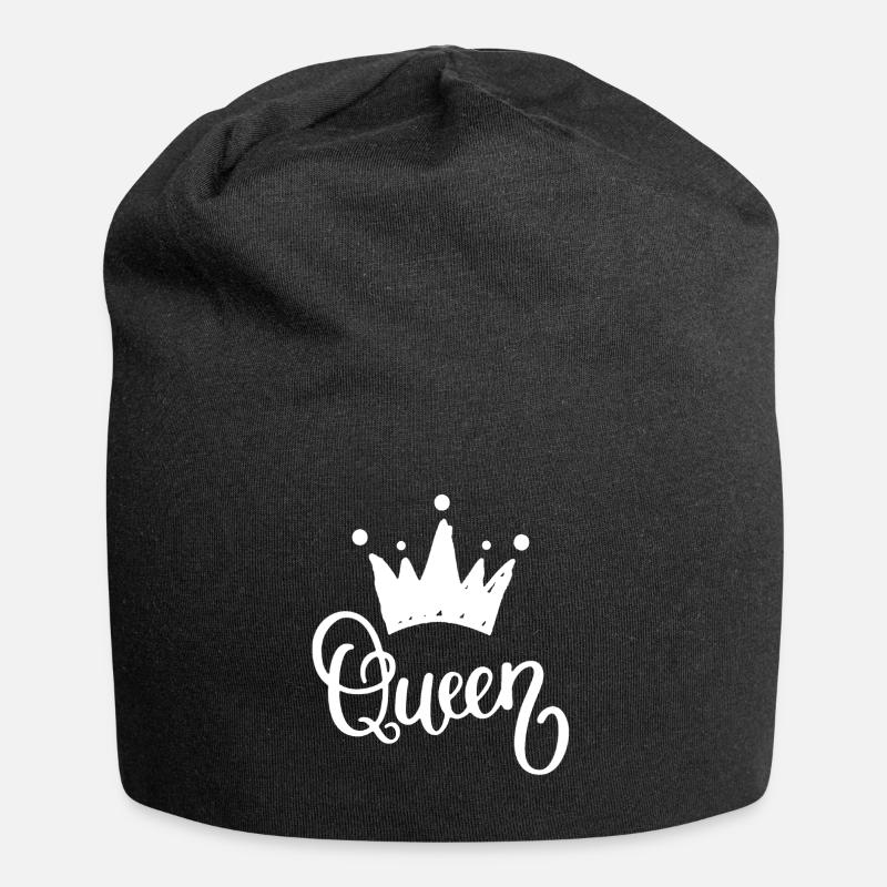 queen crown - Jersey Beanie - black