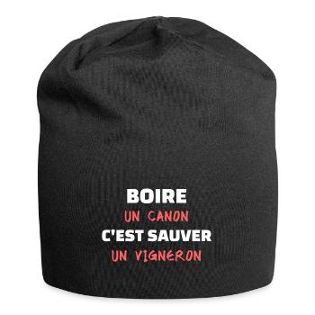 t-shirt humour apéro boire un canon vigneron noel - Bonnet en jersey - noir - Devant
