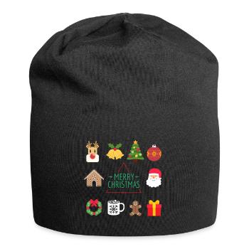 Fröhliche Weihnachten - Jersey-Beanie - Schwarz - Vorne