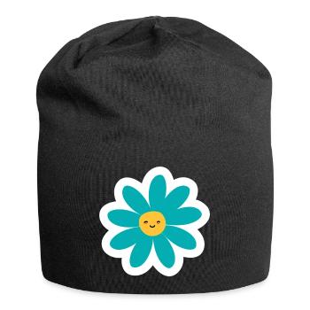Kawaii Türkis Daisy Lächeln - Jersey-Beanie - Schwarz - Vorne