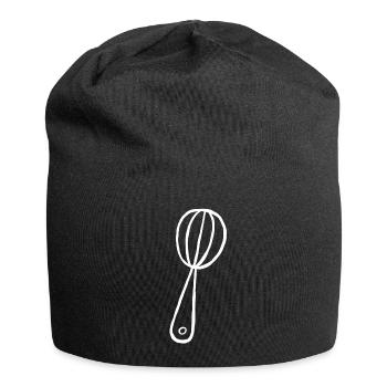 Schneebesen Küche kochen backen Geschenk Hobbykoch - Jersey-Beanie - Schwarz - Vorne